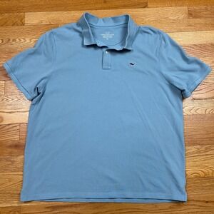 Vineyard Vines Heritage Polo Mens XL Blue Short Sleeve Whale Logo Preppy Coastal
